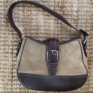 Coach Tan Suede & Brown Leather Hobo Bag #7589